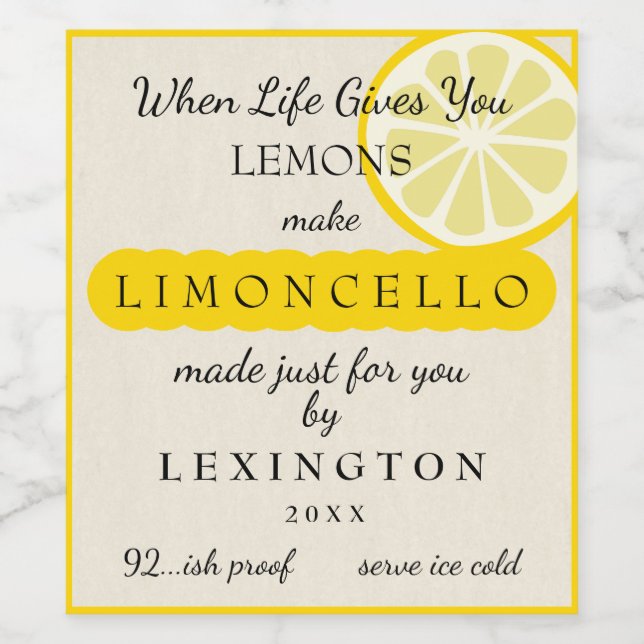  Limoncello When Life Gives You Lemons Homemade Wine Label (Single Label)