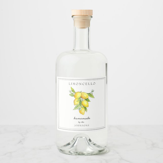 Limoncello with Italian style Lemon Liquor Bottle Label (Front)