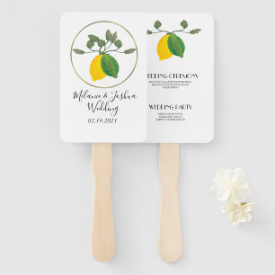Limoncillo Watercolor Lemon Lime Hand Fan
