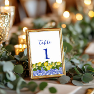 Limone I Italian Lemon & Blue Tile Table Numbers