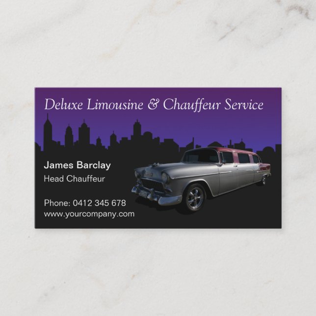 Limousine and Chauffeur Service Business Card (Front)