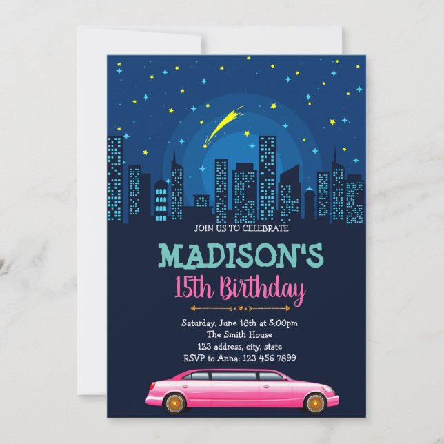 Limousine birthday party invitation (Front)