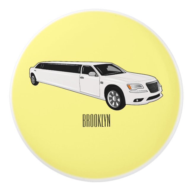 Limousine cartoon illustration ceramic knob (Front)
