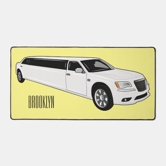 Limousine cartoon illustration desk mat (Front)