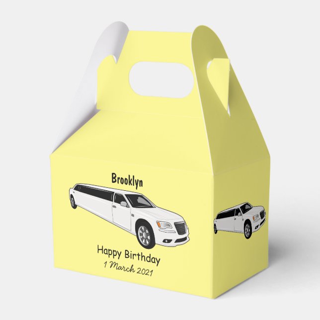 Limousine cartoon illustration favour box (Front Side)
