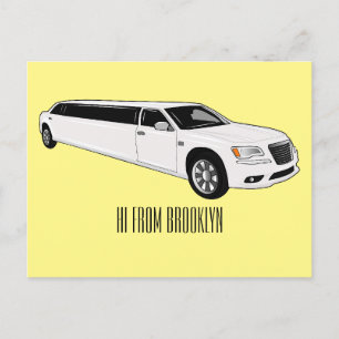 Limousine cartoon illustration postcard