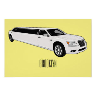 Limousine cartoon illustration poster