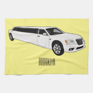 Limousine cartoon illustration tea towel