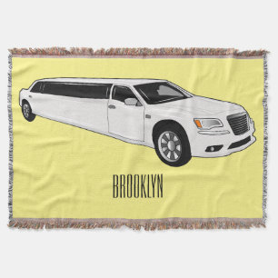 Limousine cartoon illustration throw blanket