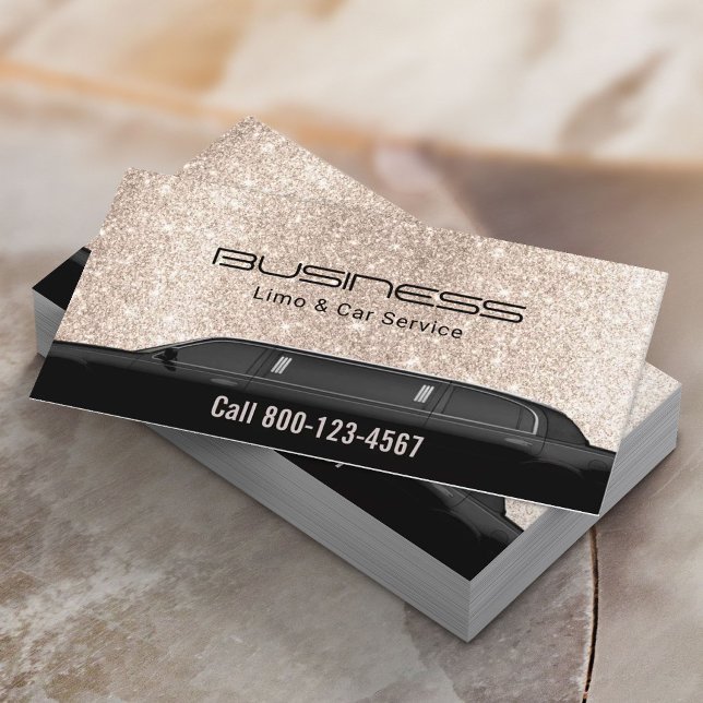 Limousine Luxury Limo & Car Service Gold Glitter Business Card (Creator Uploaded)