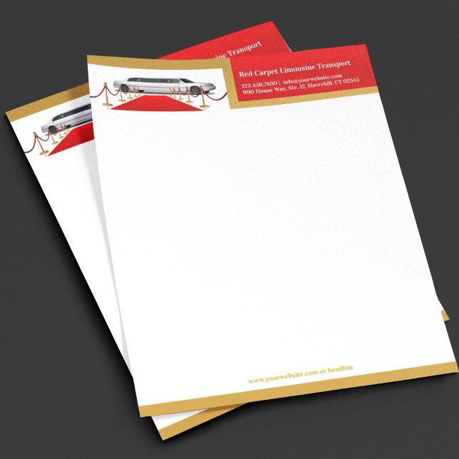Limousine Red Carpet Service Letterhead Template (Creator Uploaded)