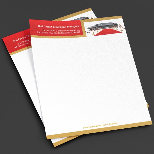 Limousine Service Red Carpet Letterhead Template (Creator Uploaded)