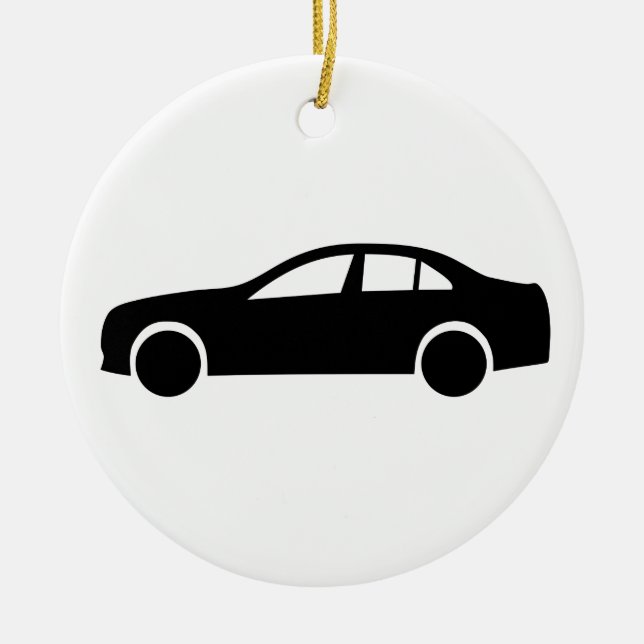 Limousine Silhouette Ceramic Tree Decoration (Front)