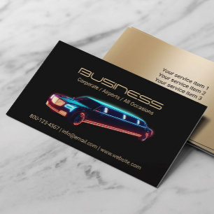 Limousine & Taxi Car for Hire Modern Black & Gold Business Card