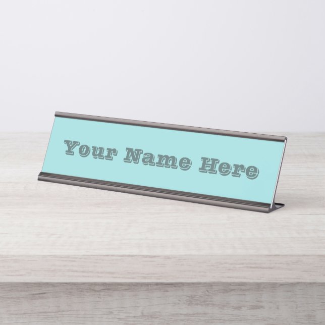 Limpet Shell Blue Green Spring Season Solid Colour Desk Name Plate (Front)