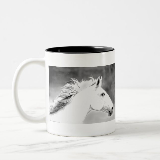 LIN26BW Mane in the Wind.tif Two-Tone Coffee Mug (Left)