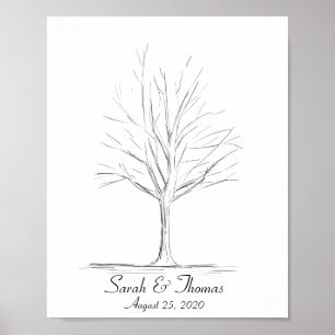 Lin Art Drawing Fingerprint Tree Poster