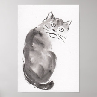 Lin Li(LinLi888) Art Print Sumi-E Cat 21012901