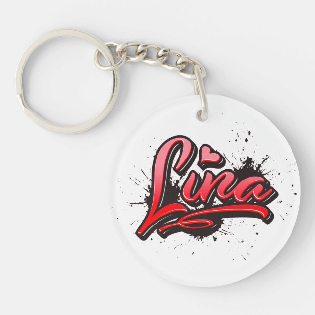Lina Heart Splash Graffiti Key Ring (Front)
