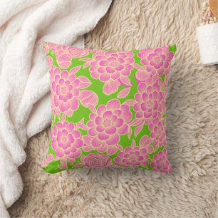 Lina 💚💗 Lime Green Baroque Floral Cushion