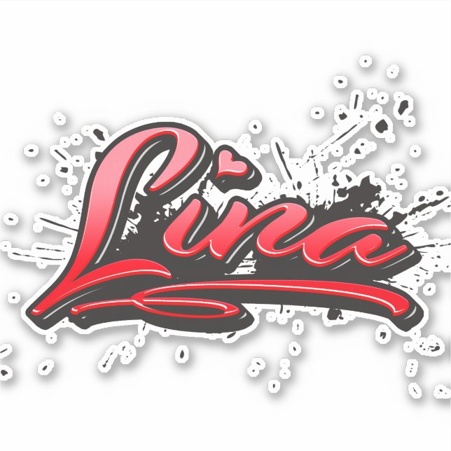 Lina red heart graffiti sticker decal (Front)
