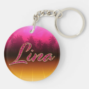 Lina Vorname Name golden pink Schlüsselanhänger Key Ring