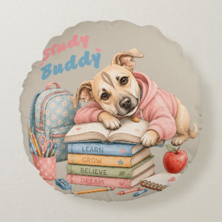 Lina's School Adventures Round Cushion