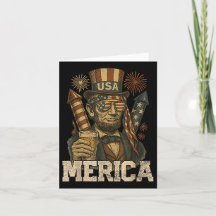 Lincoln 4th Of July Merica Abe Boys Men Women Amer Card