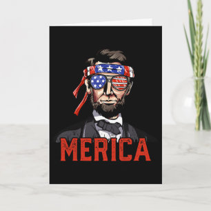 Lincoln 4th Of July Merica Abe Boys Men Women Amer Card