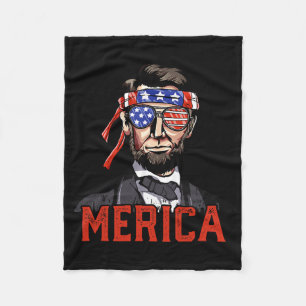 Lincoln 4th Of July Merica Abe Boys Men Women Amer Fleece Blanket