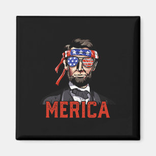 Lincoln 4th Of July Merica Abe Boys Men Women Amer Magnet