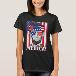 Lincoln 4th Of July Merica American Flag Boys Kids T-Shirt