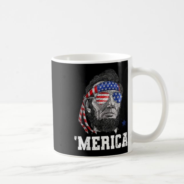 Lincoln 4th Of July Merica Men Women American Flag Coffee Mug (Right)