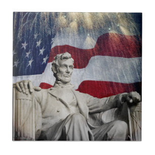 Lincoln and Fireworks Ceramic Tile