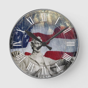 Lincoln and Fireworks Round Clock
