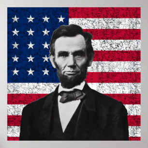 Lincoln and The American Flag Poster