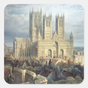 Lincoln Cathedral from the North West, c.1850 Square Sticker