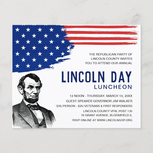 Lincoln Day Luncheon Fundraiser Event Invite (Front)