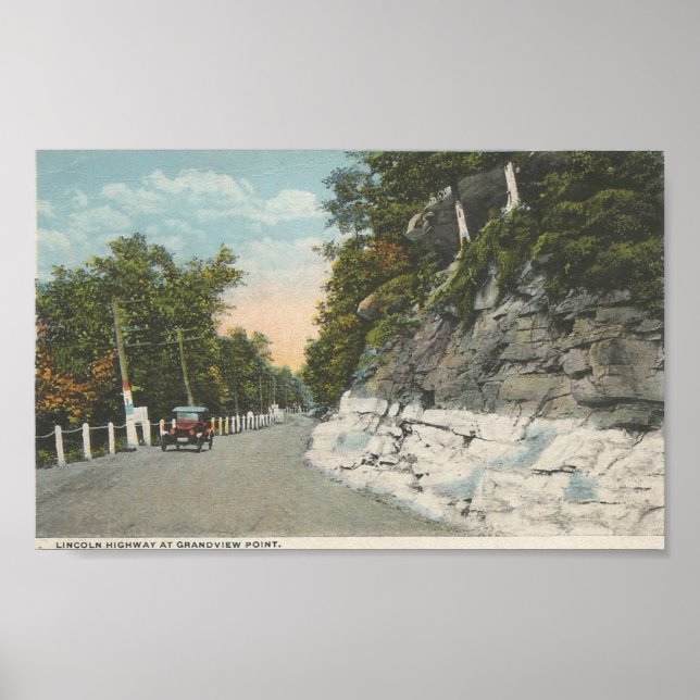 Lincoln Highway at Grandview Point postcard Poster (Front)