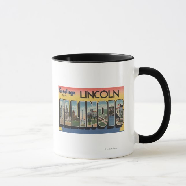 Lincoln, Illinois - Large Letter Scenes Mug (Right)