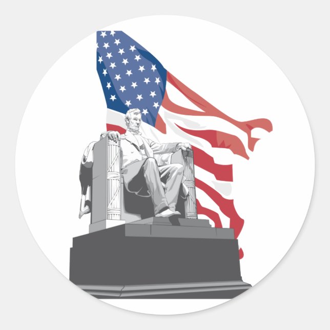 lincoln memorial classic round sticker (Front)