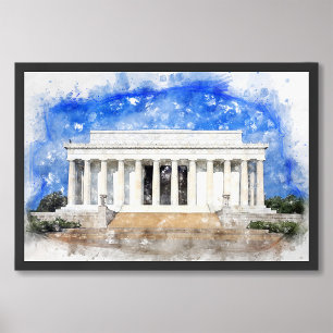 Lincoln Memorial facade in watercolor Photo Print