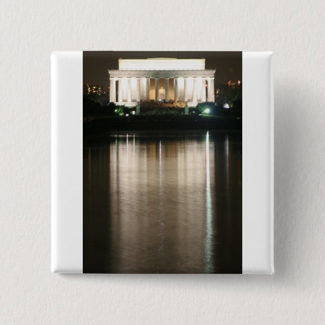 Lincoln Memorial Night Reflection 15 Cm Square Badge (Front)