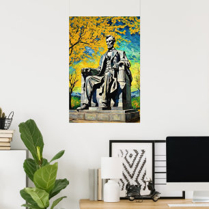 Lincoln Memorial Van Gogh Painting Style Art Poster