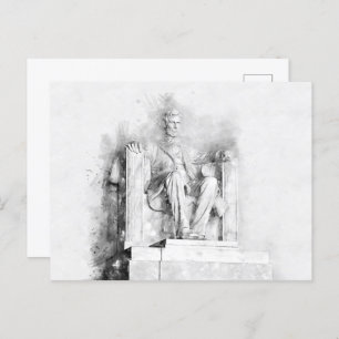 Lincoln Memorial watercolor and pencil drawing Postcard