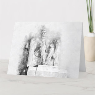 Lincoln Memorial watercolor and pencil drawing Thank You Card