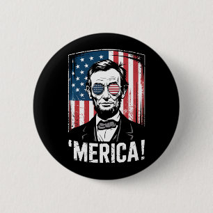 Lincoln Merica 4th Of July American Flag Vintage 6 Cm Round Badge