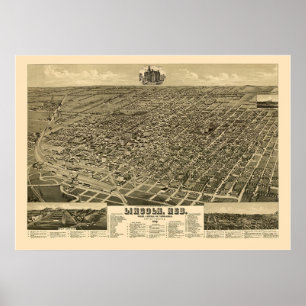 Lincoln, NE Panoramic Map - 1889 Poster