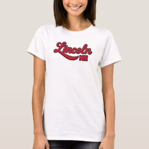 Lincoln NE Script Logo Bold Red Retro City T-Shirt