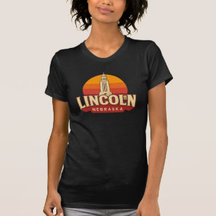 Lincoln Nebraska Capitol Retro Sunset Landmark T-Shirt